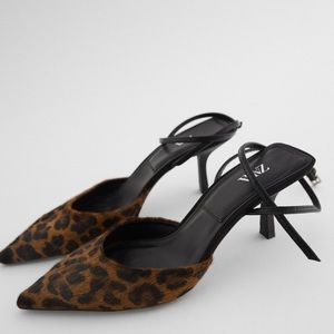 Zara Animal Print Leather High Heeled Shoes